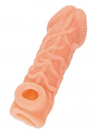 Телесная закрытая насадка с венками Cock Sleeve Size M - 15,6 см. - KOKOS - в Подольске купить с доставкой