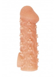 Телесная закрытая насадка с пучками шишечек Cock Sleeve Size L - 17,6 см. - KOKOS - в Подольске купить с доставкой