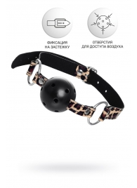 Черный кляп-шар на леопардовых ремешках Anonymo - ToyFa - купить с доставкой в Подольске