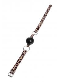 Черный кляп-шар на леопардовых ремешках Anonymo - ToyFa - купить с доставкой в Подольске