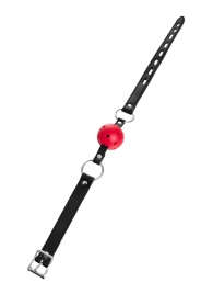 Красный кляп-шар на черных ремешках - ToyFa - купить с доставкой в Подольске