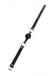 Черный кляп-шар на кожаных ремешках Anonymo - ToyFa - купить с доставкой в Подольске