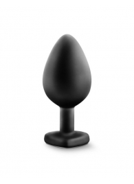 Черная анальная втулка с прозрачным кристаллом Bling Plug Medium - 8,2 см. - Blush Novelties
