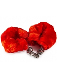 Наручники с красным искусственным мехом - Vulgar - купить с доставкой в Подольске