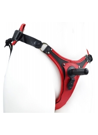 Красно-черный женский пояс с 2 способами крепления насадок - LOVETOY (А-Полимер) - купить с доставкой в Подольске