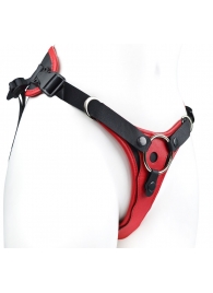 Красно-черный женский пояс с 2 способами крепления насадок - LOVETOY (А-Полимер) - купить с доставкой в Подольске