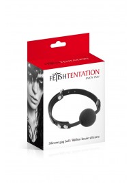 Черный силиконовый кляп-шарик на ремешках - Fetish Tentation - купить с доставкой в Подольске