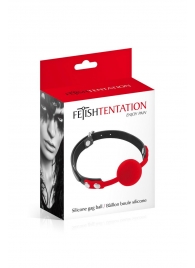 Красный кляп-шарик на черных ремешках - Fetish Tentation - купить с доставкой в Подольске