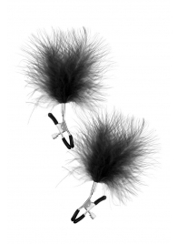 Зажимы на соски с черными пуховыми кисточками Sweet Caress Feather Nipple Clumps - Sweet Caress - купить с доставкой в Подольске