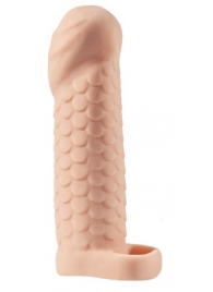 Телесная рельефная насадка-удлинитель KLEON с подхватом - 15 см. - Sitabella - в Подольске купить с доставкой