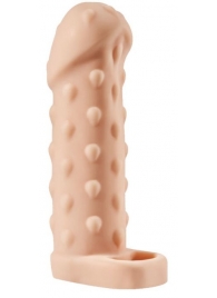 Телесная насадка-удлинитель с пупырышками KLEON - 15 см. - Sitabella - в Подольске купить с доставкой