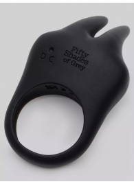Черное эрекционное виброкольцо Sensation Rechargeable Vibrating Rabbit Love Ring - Fifty Shades of Grey - в Подольске купить с доставкой