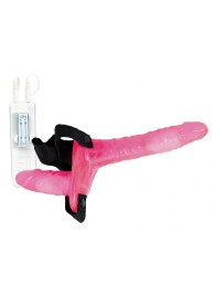 Поясной розовый виброфаллос с вагинальной пробкой - 17,5 см. - NMC - купить с доставкой в Подольске