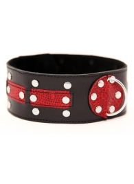 Чёрно-красный ошейник с клёпками - БДСМ Арсенал - купить с доставкой в Подольске