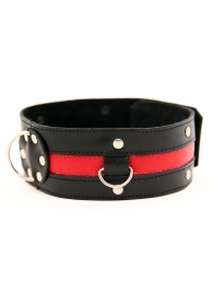 Чёрный ошейник с красной полосой - БДСМ Арсенал - купить с доставкой в Подольске