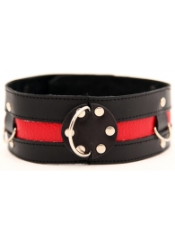 Чёрный ошейник с красной полосой - БДСМ Арсенал - купить с доставкой в Подольске