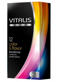 Цветные ароматизированные презервативы VITALIS PREMIUM color   flavor - 12 шт. - Vitalis - купить с доставкой в Подольске