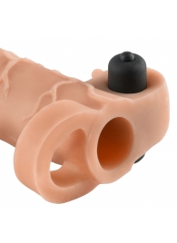 Телесная вибронасадка с кольцом Vibrating Real Feel 2 Extension - 16 см. - Pipedream - в Подольске купить с доставкой