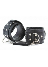 Чёрные кожаные наручники - БДСМ Арсенал - купить с доставкой в Подольске