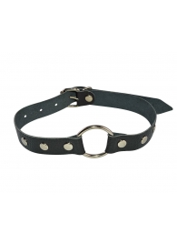 Кляп-кольцо на черных кожаных ремешках - Sitabella - купить с доставкой в Подольске