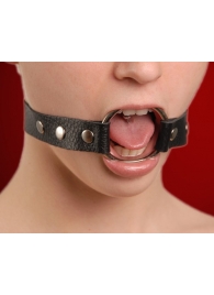 Кляп-кольцо на черных кожаных ремешках - Sitabella - купить с доставкой в Подольске