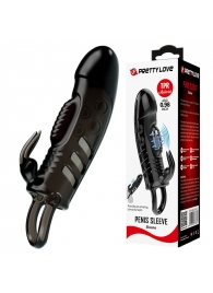 Черная стимулирующая вибронасадка с клиторальным зайчиком Sloane - 18,7 см. - Baile - в Подольске купить с доставкой