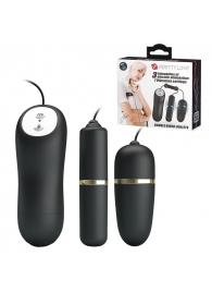 Черный проводной набор с электростимуляцией: виброяйцо и вибропуля - Baile - купить с доставкой в Подольске