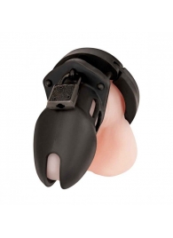 Черная силиконовая клетка целомудрия для члена с замком - BlueLine - купить с доставкой в Подольске