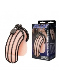 Черная металлическая клетка для члена с замком - BlueLine - купить с доставкой в Подольске