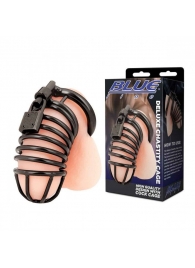Черная металлическая клетка с замком Deluxe Chastity Cage - BlueLine - купить с доставкой в Подольске