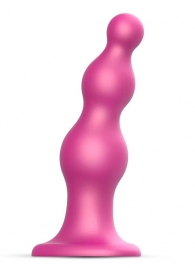 Розовая насадка Strap-On-Me Dildo Plug Beads size L - Strap-on-me - купить с доставкой в Подольске