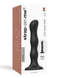 Черная насадка Strap-On-Me Dildo Geisha Balls size M - Strap-on-me - купить с доставкой в Подольске