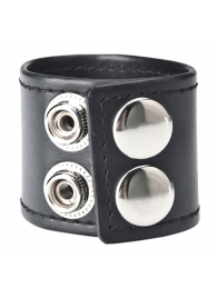 Хомут-утяжка для мошонки из искусственной кожи на клепках SNAP BALL STRETCHER - BlueLine - купить с доставкой в Подольске