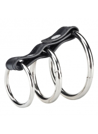 Хомут на пенис из трех металлических колец 3 RING GATES OF HELL - BlueLine - в Подольске купить с доставкой