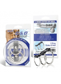 Хомут на пенис из трех металлических колец 3 RING GATES OF HELL - BlueLine - в Подольске купить с доставкой