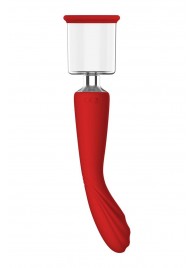 Красный двойной стимулятор Georgia - вибратор и вакуумная помпа - Dream Toys