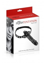 Черный кляп-фаллоимитатор Double Penis Gag - Fetish Tentation - купить с доставкой в Подольске