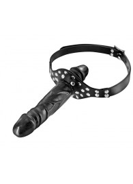 Черный кляп-фаллоимитатор Double Penis Gag - Fetish Tentation - купить с доставкой в Подольске