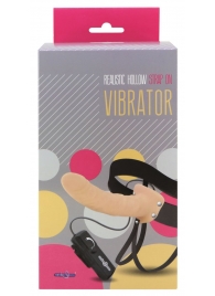 Полый страпон телесного цвета с встроенным вибратором - 20 см. - Seven Creations - купить с доставкой в Подольске