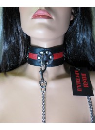 Металлический поводок с кожаной ручкой - БДСМ Арсенал - купить с доставкой в Подольске