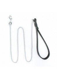 Металлический поводок с кожаной ручкой - БДСМ Арсенал - купить с доставкой в Подольске