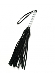 Черный многохвостовый флоггер с металлической рукоятью - 48 см. - Crazy Handmade - купить с доставкой в Подольске