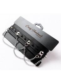 Черный чокер с шипами и металлическими цепочками - Crazy Handmade - купить с доставкой в Подольске