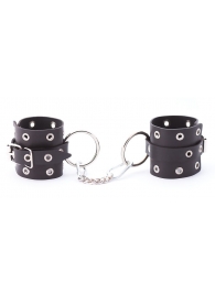 Черные кожаные наручники с люверсами - Crazy Handmade - купить с доставкой в Подольске