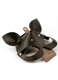 Черная кожаная маска  Кошка  с маленькими ушками - Crazy Handmade - купить с доставкой в Подольске