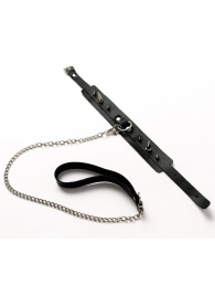 Черный ошейник с шипами и поводком - Crazy Handmade - купить с доставкой в Подольске