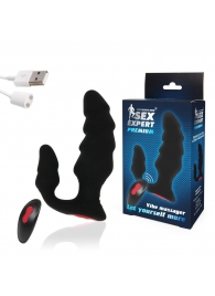 Черный анальный вибростимулятор с пультом ДУ - Sex Expert - в Подольске купить с доставкой