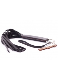 Черная кожаная плеть с удобной ручкой - 50 см. - Crazy Handmade - купить с доставкой в Подольске