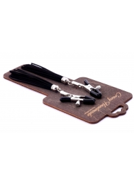 Зажимы на соски с черными замшевыми кисточками - Crazy Handmade - купить с доставкой в Подольске