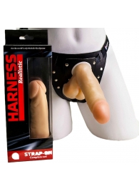 Реалистичный фаллоимитатор с мошонкой на трусиках Харнесс - 16,5 см. - LOVETOY (А-Полимер) - купить с доставкой в Подольске